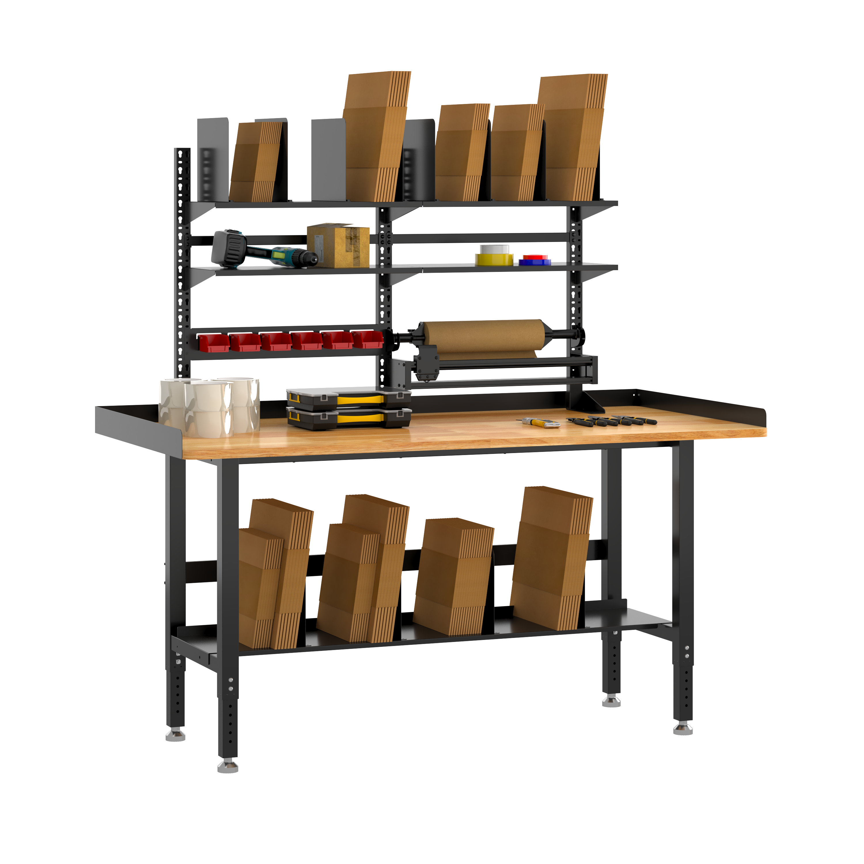 72x36 Industrial Workbench & Packing Station with Storage Accessories ...
