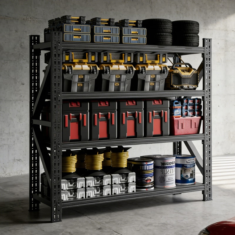 FLEXIMOUNTS Heavy Duty Metal Garage Shelving Unit 67"W x 23.7"D x 63"H 4-Tier Adjustable Steel Storage Shelves 5000LBS Capacity for Warehouse