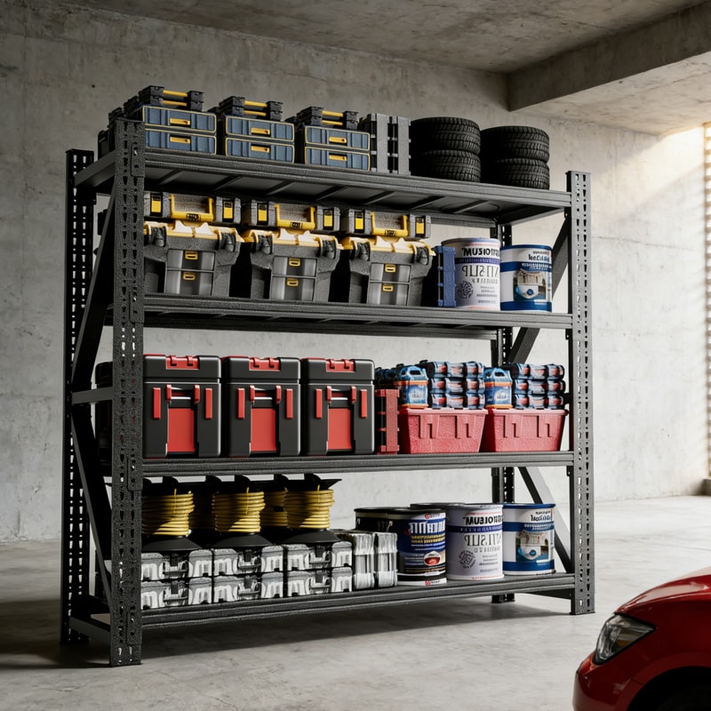 FLEXIMOUNTS Heavy Duty Metal Garage Shelving Unit 79"W x 23.7"D x 75"H 4-Tier Adjustable Steel Storage Shelves 6000LBS Capacity for Warehouse
