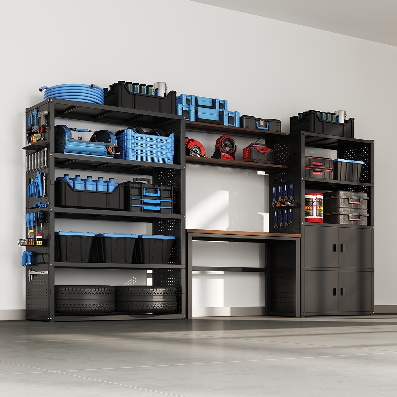 Modular Garage Storage Cabinet System with Pegboard Panels & Removable ...