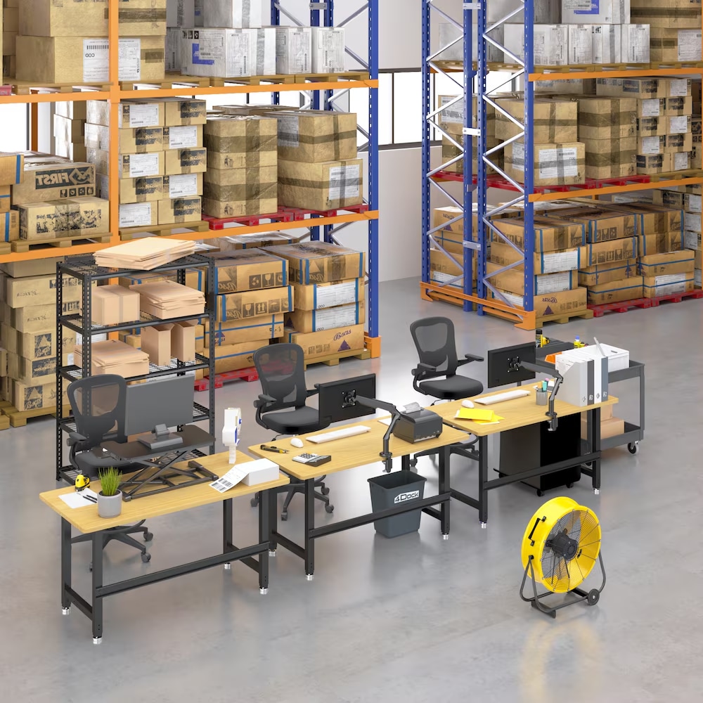 FLEXIMOUNTS Heavy-Duty Industrial Workbench with Drawer and 48"¡Á24" Rubber Wood Desktop,3000 lb Heavy-Duty Load Capacity