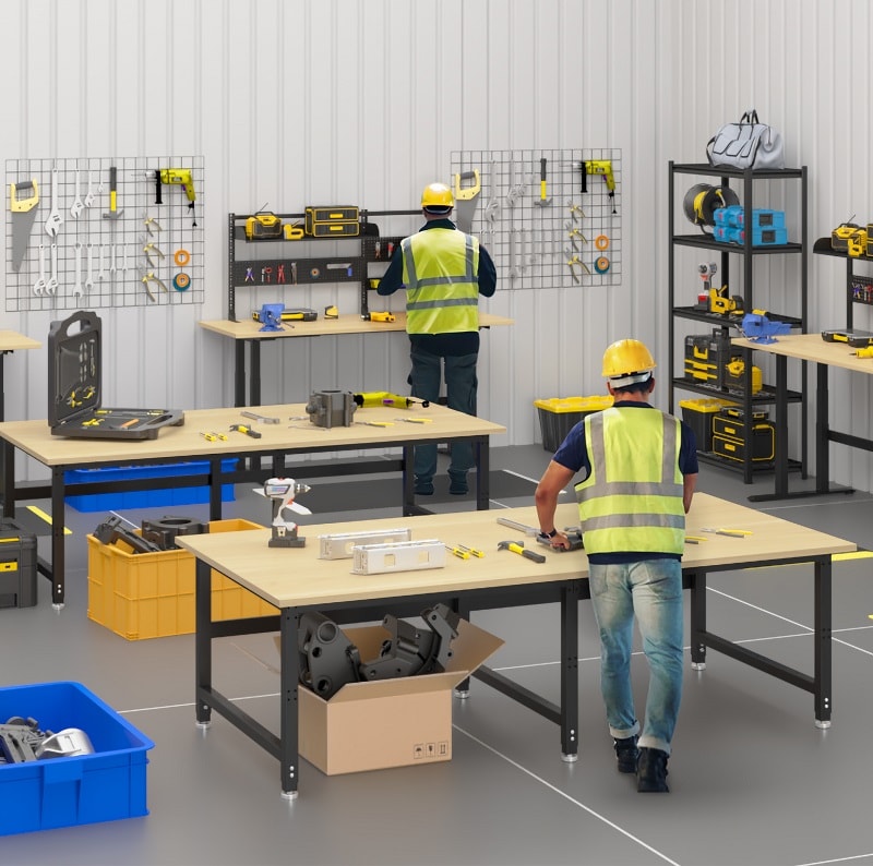 FLEXIMOUNTS Heavy Duty Industrial Workbench,90" ¡Á 48", 3000 lb Capacity,Rubber Wood Desktop