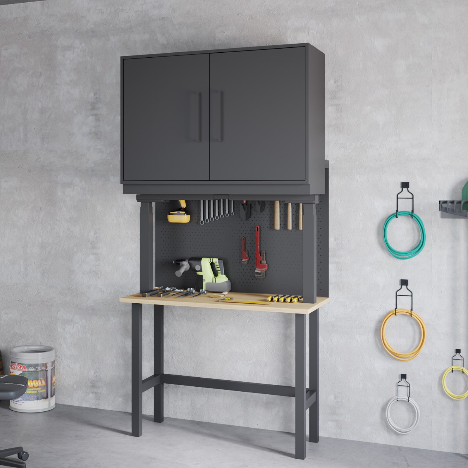 <p>Tool Table + Cabinet</p>