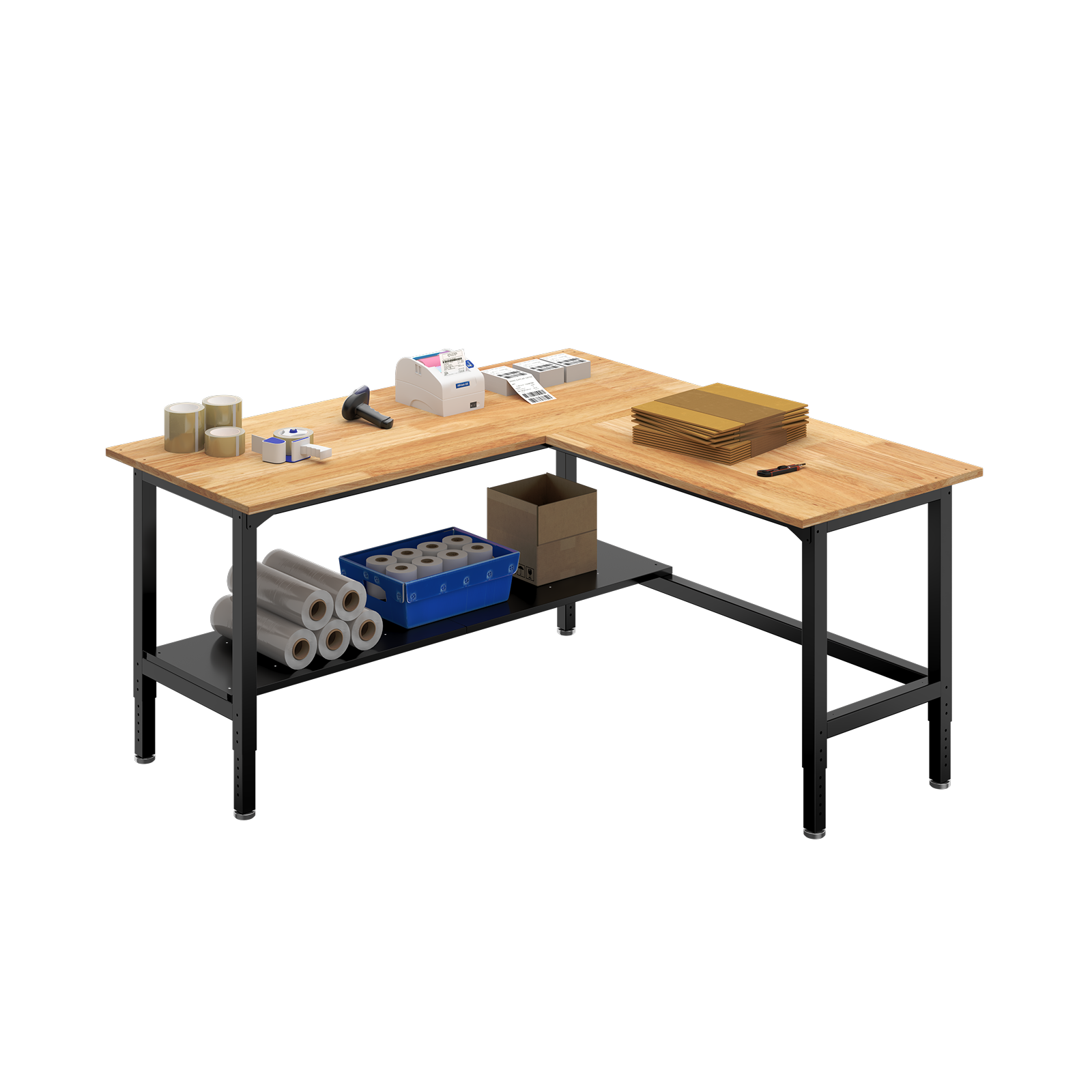 Heavy-Duty Industrial Packing Table – L-Shaped, 72