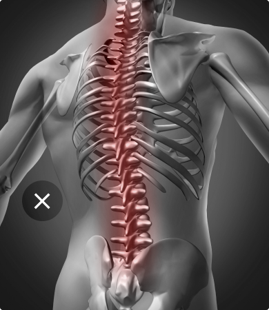 Anatomical spine illustration showing improper stretching causing back strain without ErgoStretch chair support.