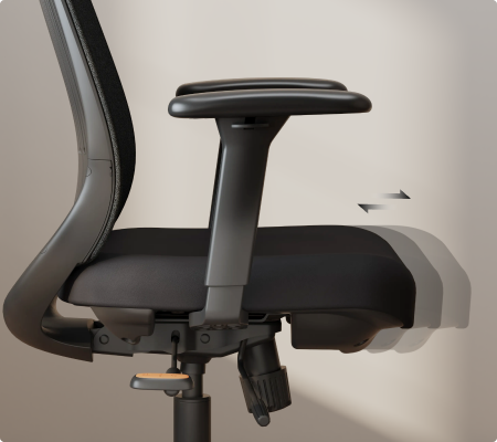 ErgoStretch chair seat depth adjustment, showing how the seat slides forward and backward.
