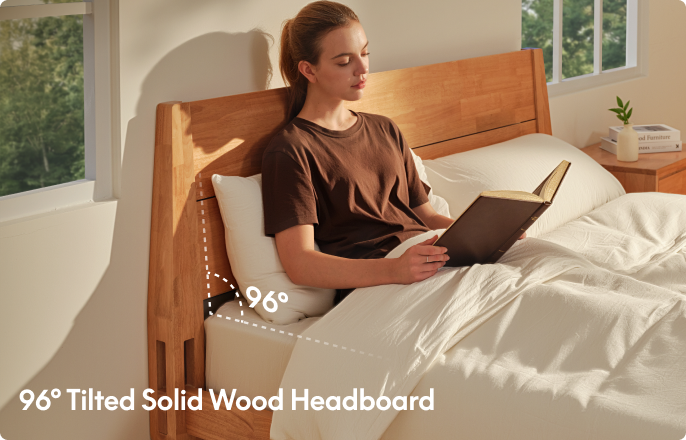 FlexiSpot Kana Japanese Joinery Bed with Headboard | Simple Design