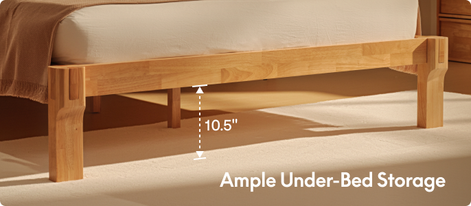 FlexiSpot Kana Japanese Joinery Bed with Headboard | Simple Design